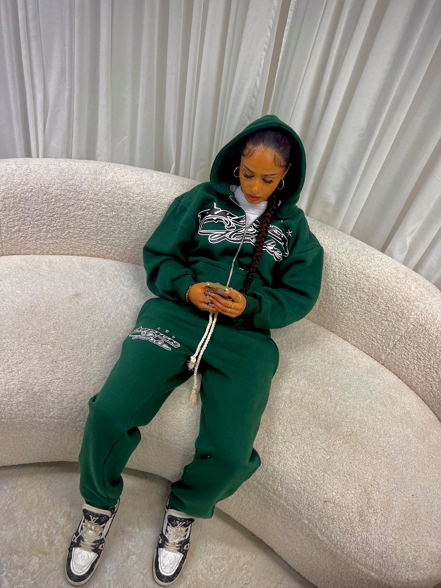 Army Green Y2k Zipup Tracksuit